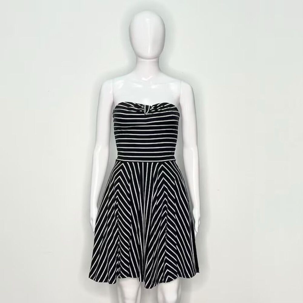 Y2k Betsey Johnson striped bow bodice dress w full skirt and pockets size small